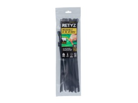Picture of RETYZ® EveryTie™ 8", 10", 12" Reusable Cable Tie Variety Pack – 30 Pack (Black, 50 lb)