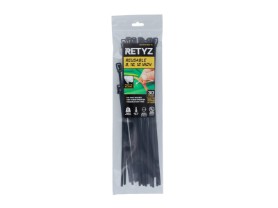 Picture of RETYZ® EveryTie™ 8", 10", 12" Reusable Cable Tie Variety Pack – 30 Pack (Black, 50 lb)