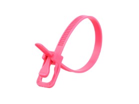 Picture of EveryTie 6 Inch Fluorescent Pink Reusable Tie - 100 Pack