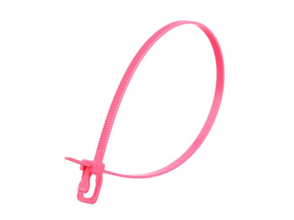 Picture of EveryTie 12 Inch Fluorescent Pink Reusable Tie - 100 Pack