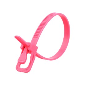 Picture of EveryTie 6 Inch Fluorescent Pink Reusable Tie - 100 Pack