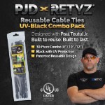Picture of PJD x RETYZ® EveryTie™ 8", 10", 12" Reusable Cable Tie Combo - 30 Pack (Black, 50 lb)