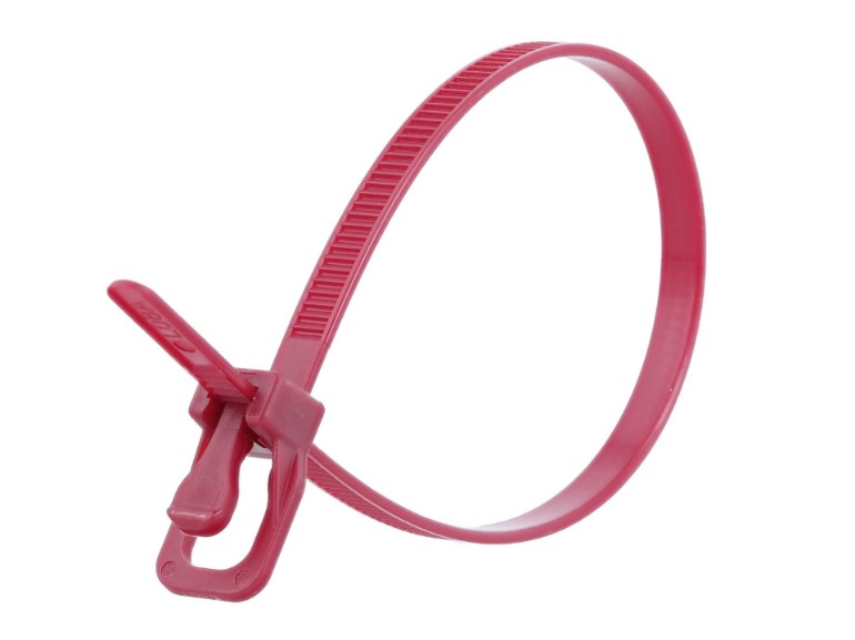 Picture of RETYZ EveryTie 12 Inch Plenum Cranberry Releasable Tie - 100 Pack