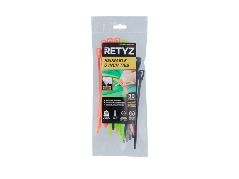 Picture of RETYZ EveryTie 6 Inch MultiPack Releasable Tie - 30 Pack