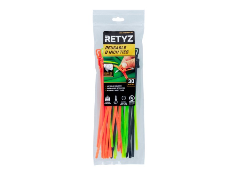 Picture of RETYZ EveryTie 8 Inch MultiPack Releasable Tie - 30 Pack