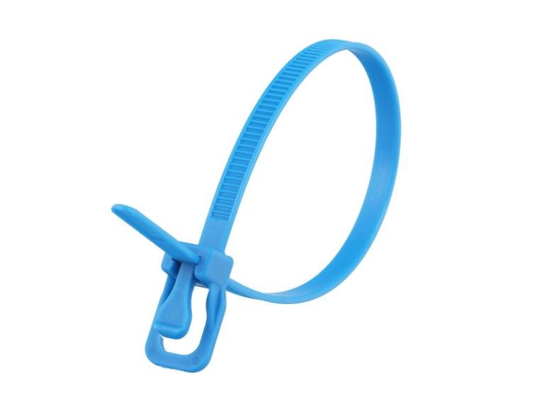 Picture of 8 Inch 50 Lbs Fluorescent Blue Releasable/Reusable Cable Tie - 20 Pack