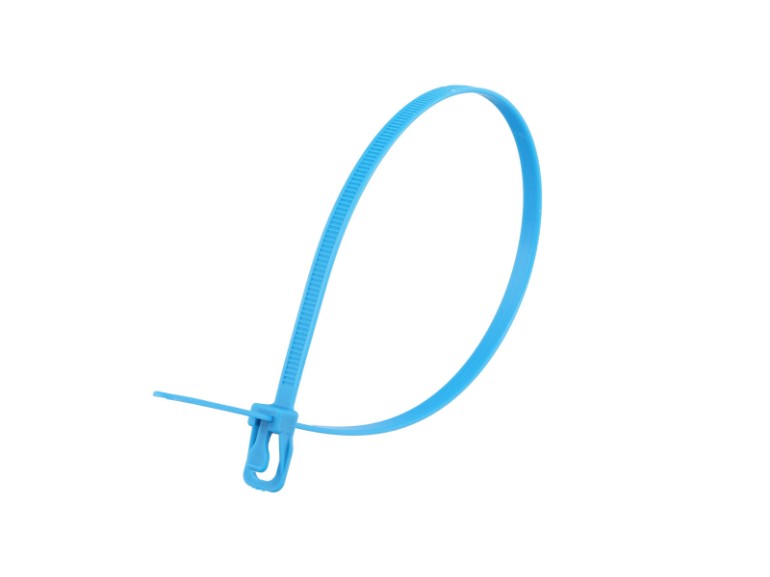 Picture of 14 Inch 50 Lbs Fluorescent Blue Releasable/Reusable Cable Tie -20 Pack
