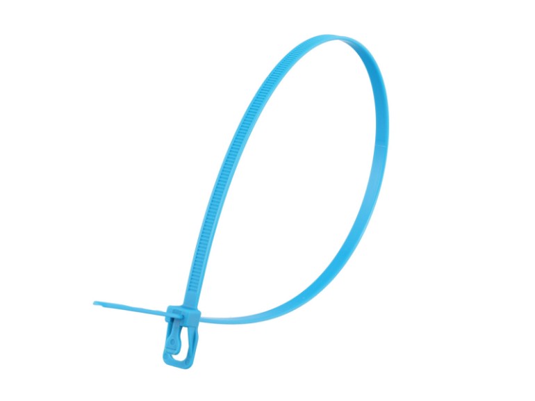 Picture of 16 Inch 50 Lbs Fluorescent Blue Releasable/Reusable Cable Tie -100 Pack