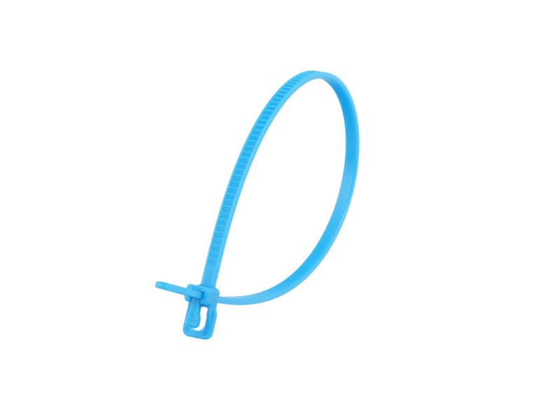 Picture of 6 Inch 18 Lbs Fluorescent Blue Releasable/Reusable Cable Tie - 100 Pack