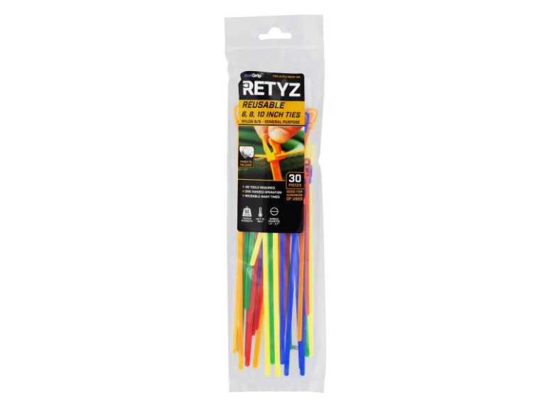 Picture of 6 Inch, 8 Inch, and 10 Inch 5-Color Variety Pack Releasable/Reusable Cable Tie - 30 Pack