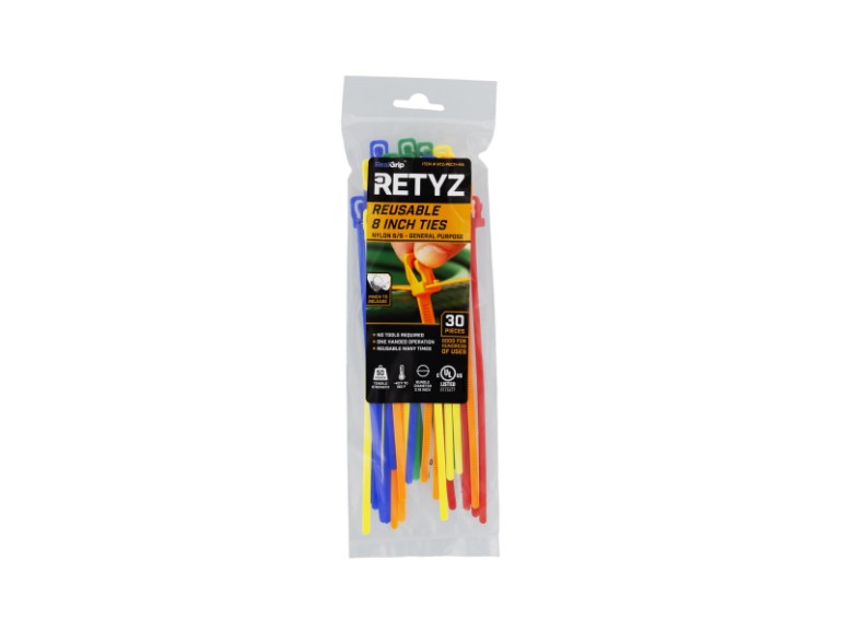 Picture of 8 Inch 5-Color Variety Pack Releasable/Reusable Cable Tie - 30 Pack